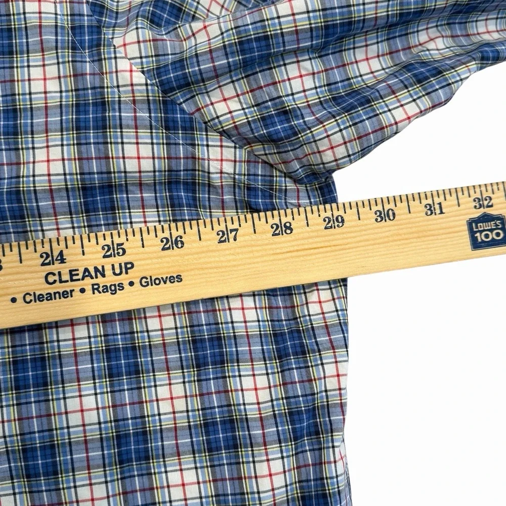 Ralph Lauren Blue Plaid‎ Long Sleeve Button Down Shirt Men Size 2XB 100% Cotton